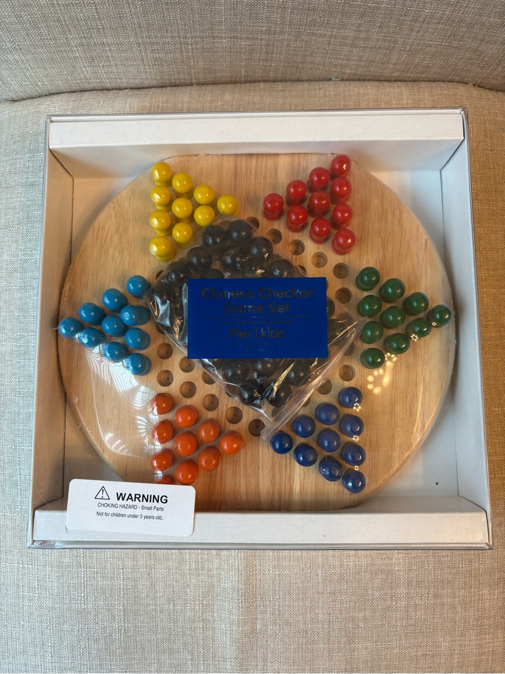 Pier 1 Wooden Chinese Checkers Set - Red, Yellow, Blue, Green, Orange, Black